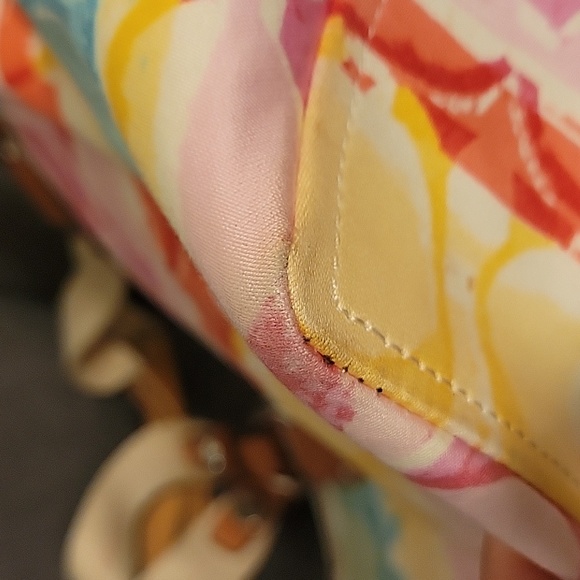 Coach Signature Multicolor Satin Leather Tote - Picture 6 of 12